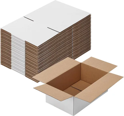 Miniatura 26 de Calenzana Juego de 40 Cajas de Envío 8x6x6, Caja de Cartón Corrugado Blanco para Envío, Embalaje de Regalos, Pequeña Empresa
