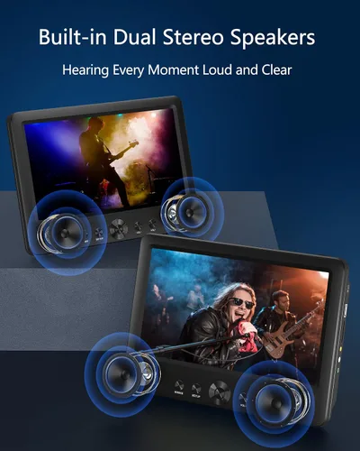 Miniatura 4 de WONNIE 10.5" Reproductores de DVD para coche portátiles de doble pantalla para reposacabezas, reproduce una misma película o dos diferentes