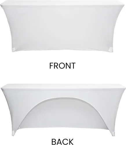 Miniatura 6 de YOUR CHAIR COVERS - Spandex de 6 pies x 18 pulgadas, mantel elástico rectangular estrecho para aula de entrenamiento con respaldo abierto - Blanco