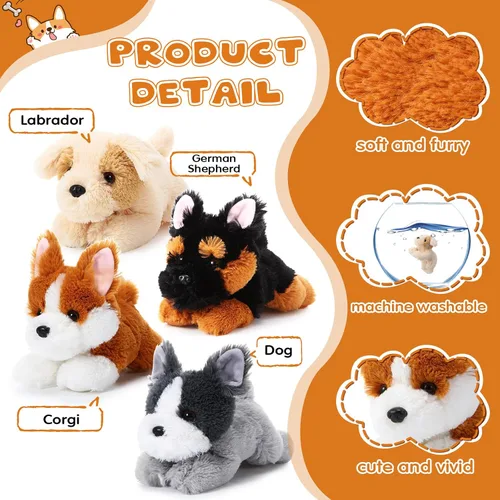 Miniatura 3 de Paquete de 4 Peluches de Perro de 8 Pulgadas Juguetes de Peluche de Animales Perro Suave Almohada de Juguete de Peluche Perro Conjunto de Cachorro