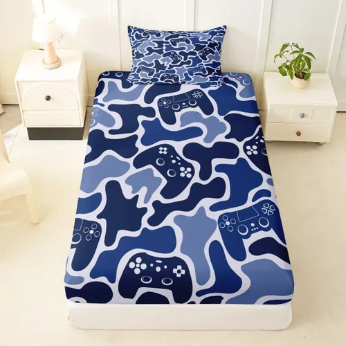 Miniatura 40 de Erosebridal Camouflage Sheets for Boys Girls Game Console Fitted Sheet,3D Gamer Controller Kids Bedding Sets Army Camo Bed Sets Twin 2 Piece