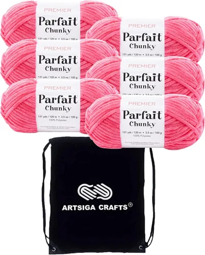 Miniatura 19 de Premier Yarns Parfait Chunky Mushroom 1150-41 (6 madejas - mismo lote de tinte) Peso S Bulky #6 Hilo de poliéster para ganchillo y punto con bolsa