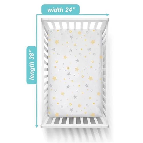 Miniatura 3 de American Baby Company Paquete de 3 sábanas bajeras para cuna, 100% algodón natural, de 38 x 24 pulgadas, suaves, transpirables, pequeñas