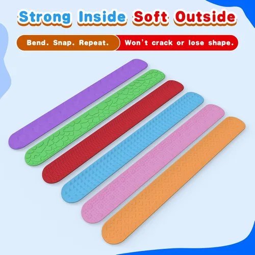 Miniatura 5 de Juguetes sensoriales para ansiedad, pulseras de palmada: 12 piezas de juguetes sensoriales de silicona texturizada para autismo, juguetes