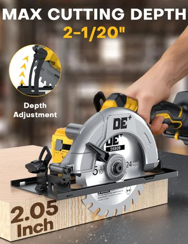 Miniatura 6 de Sierra circular inalámbrica sin escobillas, para batería DeWalt 20V Max, hoja de aleación de aluminio de 6 pulgadas, 5900 RPM, 4.2 libras ligera