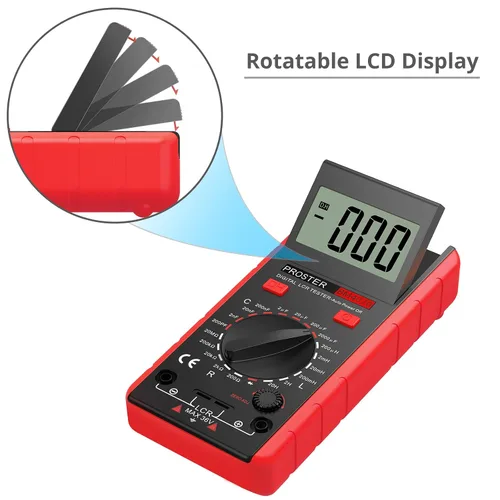 Miniatura 4 de Proster Medidor LCR - Probador de Resistencia de Inductancia y Capacitancia Multímetro con Autodescarga y Pantalla de Sobrecarga