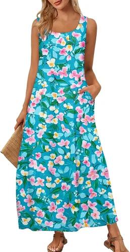 Miniatura 27 de Vestidos de iglesia para mujer 2025, casual, holgado, sin mangas, largo, fluido, vestido de verano con bolsillos