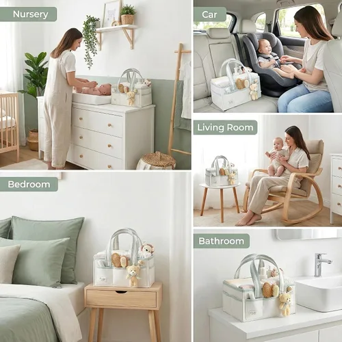 Miniatura 3 de Organizador de Pañales PeraBella XL con Asa, Bolsa de Regalo para Baby Shower, Artículos Imprescindibles para Registro de Búsqueda, Organizador
