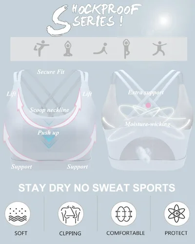 Miniatura 22 de Brasieres deportivos para mujer, con relleno, tipo camiseta sin mangas, sexis, con espalda cruzada, de alto impacto, largos, ideales para practicar