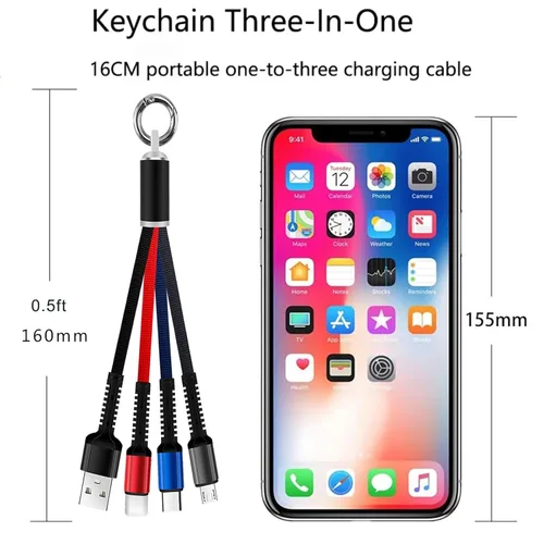 Miniatura 3 de Juego de cables de carga USB multifunción, paquete de 3 cables trenzados de nailon 3 en 1, múltiples cables de carga rápida para el hogar, oficina