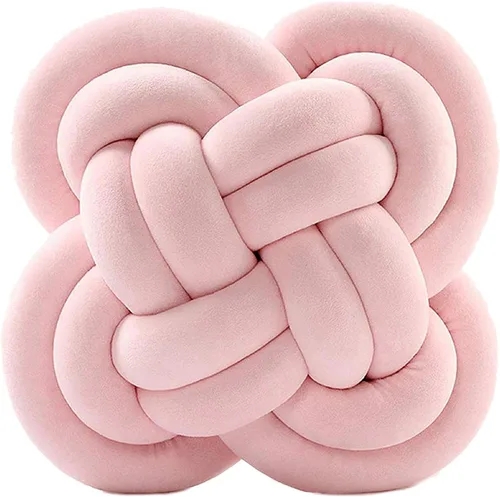 Miniatura 18 de Cyprinus Carpio Almohada creativa con nudo de bola de rosa, cojín de flor para sofá, almohada lumbar, decoración (rosa-C)