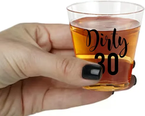 Miniatura 8 de Dirty 30 - Vasos de chupito de cumpleaños – 100 vasos de plástico desechables de 2 onzas, decoraciones de cumpleaños 30 para él o ella, regalos