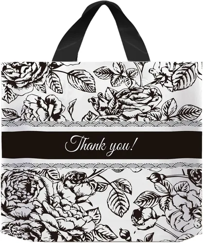 Miniatura 18 de 50 bolsas de plástico de 9.8 x 11.8 pulgadas, bolsas de compras al por menor, bolsas de boutique con asas, hermoso día (más patrones disponibles)