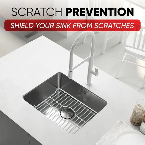 Miniatura 4 de Better Houseware Protectores de fregadero para fregadero de cocina, rejilla protectora de metal, 12 x 10.25 x 1 pulgadas, tapete negro
