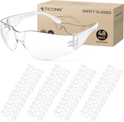 Miniatura 18 de TICONN Gafas de seguridad transparentes para hombres, gafas protectoras resistentes a los arañazos y impactos, cumplen con la norma ANSI Z87.1