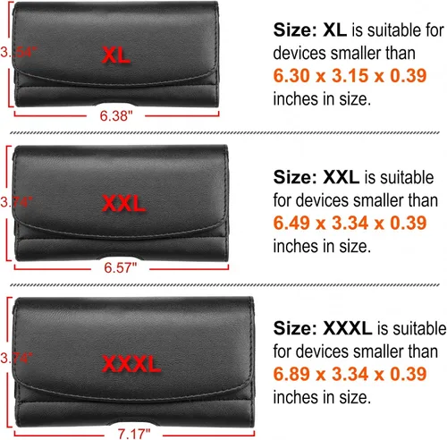 Miniatura 2 de Funda horizontal universal para teléfono celular con trabillas para cinturón y ranuras para tarjetas para teléfono móvil - XL