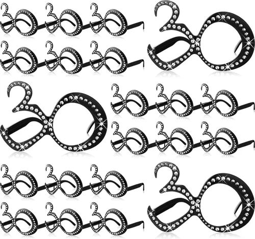 Miniatura 7 de Huwena 24 Pairs Birthday Glasses Number Crystal Frame Costume Sunglasses Novelty Eyewear Photo Booth Props Party Favors