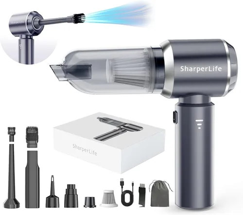 Sharperlife Aspiradora de mano inalámbrica, portátil recargable de 15000 Pa, aspiradora de succión fuerte, 30 minutos de tiempo de funcionamiento,