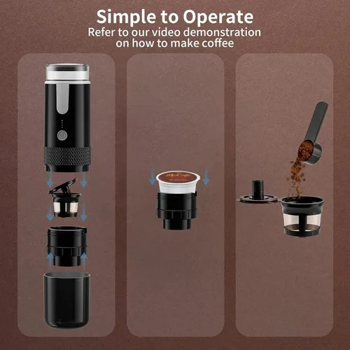 Miniatura 6 de Herramienta para hacer café de viaje, máquina portátil para hacer prensado a mano, hervidor eléctrico compacto manual, tetera, mini máquinas