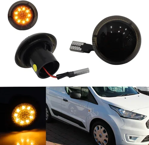 Para 2010 2011 2012 2013 2014 2015 2016 2017 2018 2019 2020 2021 Ford Transit Connect Luces de Repetición de Marca de Parachoques Lateral con Lente