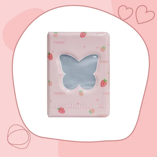 Miniatura 5 de Mini Álbum de Fotos de 3 Pulgadas Carpeta de Tarjetas Fotográficas Kpop, Portador de Tarjetas Fotográficas con Diseño Calado de Mariposa, Portador