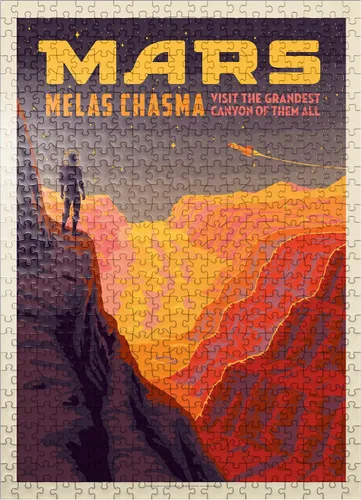 Miniatura 7 de MyPuzzle Mars: Melas Chasma, póster vintage, rompecabezas prémium de 100 piezas para adultos