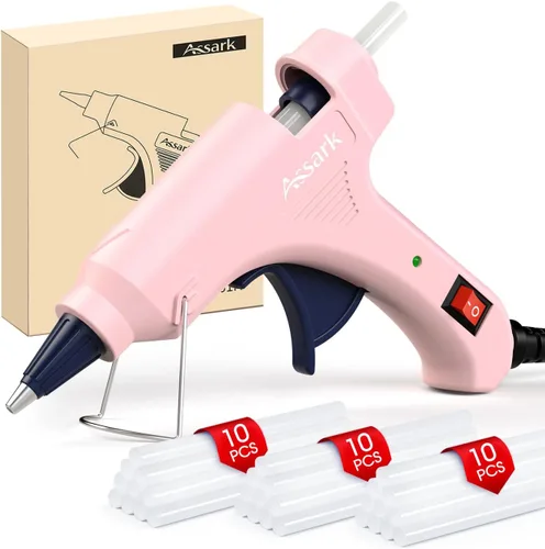 Miniatura 10 de Kit de pistola de pegamento caliente con 30 barras de pegamento (130 mm x 7 mm), precalentamiento rápido, alta temperatura para manualidades