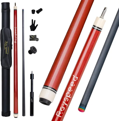 Miniatura 8 de Taco de piscina de fibra de carbono de 0.492 in de baja desviación con tecnología de carbono completo para adultos, Taco de billar profesional