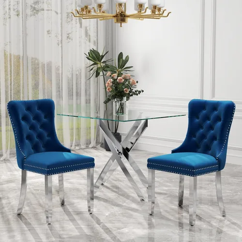 Miniatura 98 de Juego de comedor de 3 piezas con superficie de vidrio transparente, juego de comedor cuadrado minimalista moderno de 36'', juego de mesa de cocina