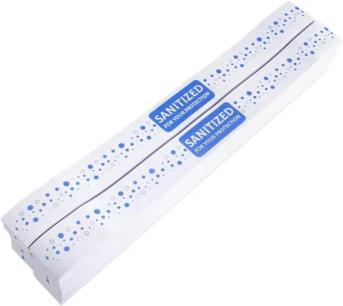 ESSENTIAL 1000 bandas impresas para asiento de inodoro de 16-1/2 pulgadas de largo x 1-1/2 pulgadas de ancho, tiras de papel para asiento de inodoro