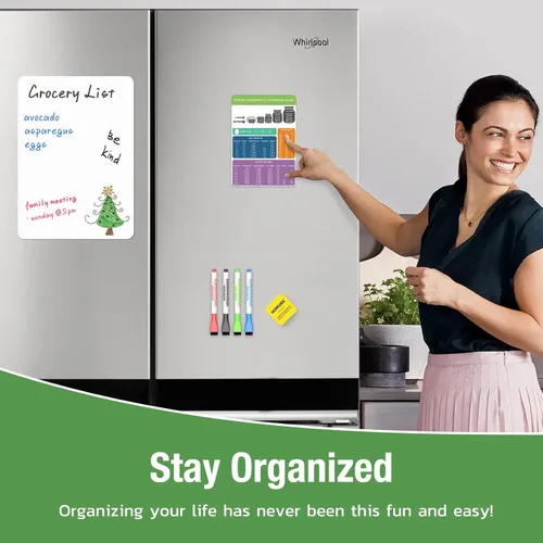 Miniatura 6 de HOMiDEK Pizarra magnética de borrado en seco: pizarra blanca pequeña para nevera, pizarra blanca flexible para refrigerador, hoja de notas