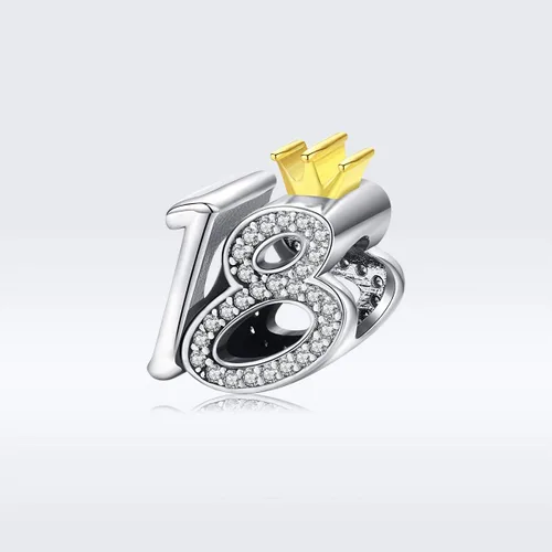 Miniatura 2 de Eternalll - Abalorio de plata de ley 925 con número 21 30 40 50 60 925 para pulseras Pandora
