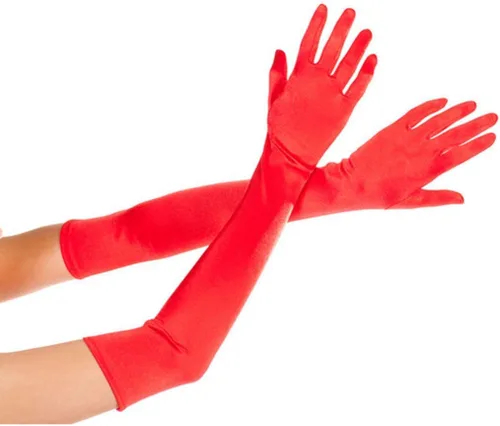 Miniatura 10 de DreamHigh Manoplas de dedo para mujer de 22 pulgadas sobre el codo, guantes largos de noche negro/blanco