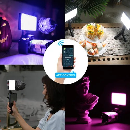 Miniatura 3 de Weeylite RB9 - Luz LED de video RGB portátil con control de aplicación, recargable 2500K-8500K 360° a todo color, 29 efectos de iluminación, panel