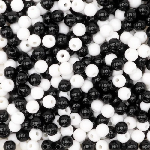 Miniatura 31 de 1000 cuentas redondas de acrílico negro de 0.315 in de diámetro con agujero de 0.079 in