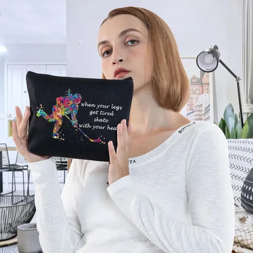 Miniatura 6 de G2TUP Bolsa de cosméticos de hockey sobre hielo, estuche de maquillaje para jugadores de hockey, regalo para niñas cuando tus piernas se cansan