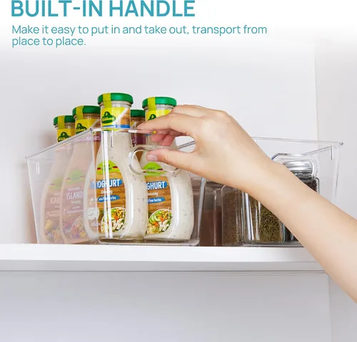 Miniatura 5 de Vtopmart - 2 unidades de contenedores de plástico transparente con asas para organizar y almacenar artículos y alimentos, ideales para cocina