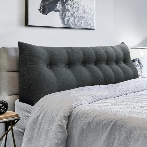 Miniatura 17 de Almohada de Cabecero de Cuña Tamaño Queen Grande Almohada de Bolster para Cama Triángulo Almohada de Lectura Almohada de Apoyo de Espalda
