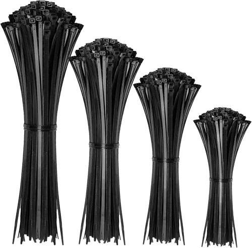 Miniatura 8 de Bridas para cables, paquete de 400 unidades, color negro, varios tamaños, 12+8+6+4 pulgadas, gestión de cables de nailon autobloqueante multiusos
