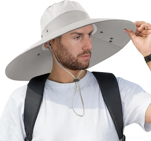Miniatura 10 de Sombrero de pesca de ala súper ancha UPF 50+, sombrero de safari solar con solapa extraíble para el cuello