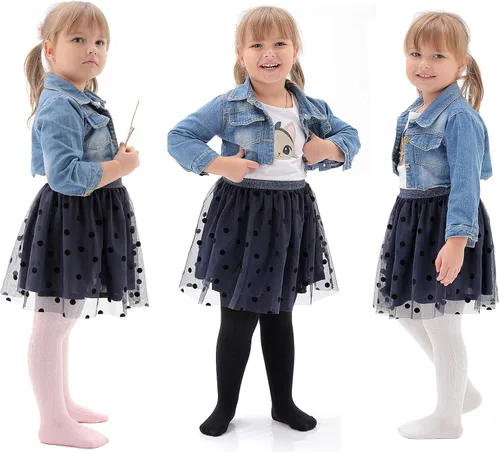 Miniatura 2 de Epeius - Leggings de punto trenzado gruesas para bebés o niñas medias de algodón para recién nacido y niñas pequeñas paquete de 3 4 5 y 6
