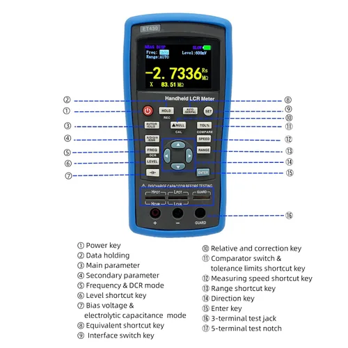 Miniatura 3 de ET430 LCR Medidor 100KHz Digital Inductancia Capacitancia Resistencia Probadores Multímetro Eléctrico con Puntos de Frecuencia Fijos