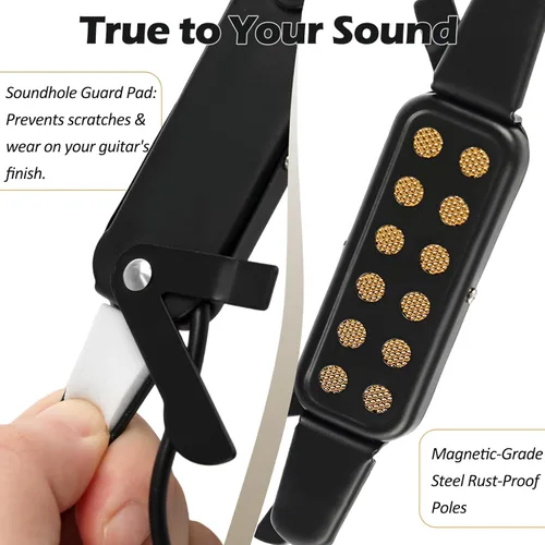 Miniatura 5 de Pastilla de guitarra con clip para guitarra acústica de cuerda de acero (no para clásica) Pastillas de guitarra eléctrica de 38-42 pulg Transductor