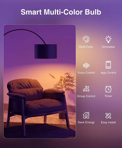 Miniatura 10 de Beantech - Bombilla inteligente, bombillas WiFi, bombilla que cambia de color, bombillas inteligentes funcionan con Alexa y Google Assistant