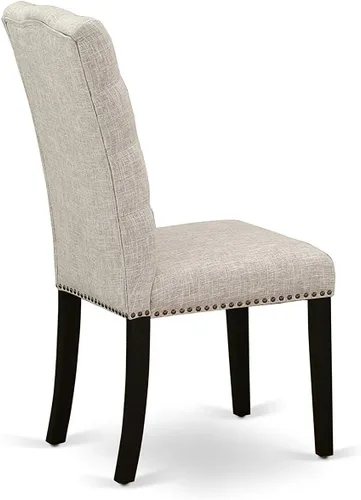 Miniatura 9 de East West Furniture HBEL3-ABK-35 - Juego de mesa y sillas de cocina de 3 piezas que contiene una mesa de comedor redonda con pedestal y 2 sillas