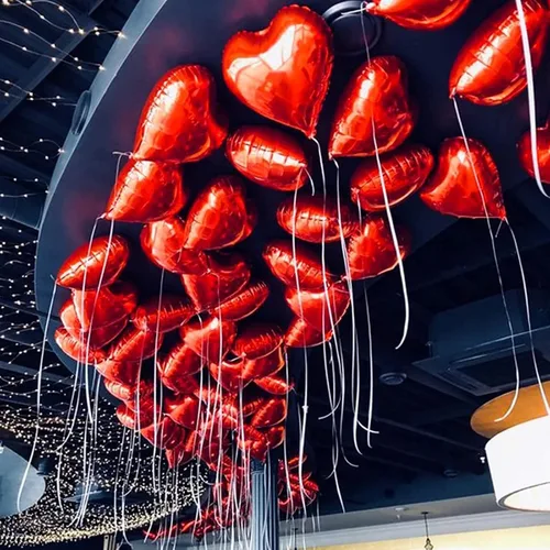 Miniatura 6 de 12 globos de aluminio con forma de corazón rojo, globos de 18 pulgadas, decoraciones de papel de aluminio adecuados para fiestas de cumpleaños