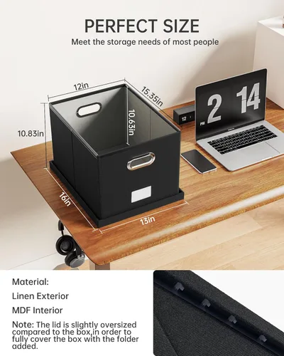 Miniatura 3 de Organizador de archivos en paquete de 2, caja archivadora portátil con tapa, compatible con carpetas tamaño carta/legal, organizador de documentos