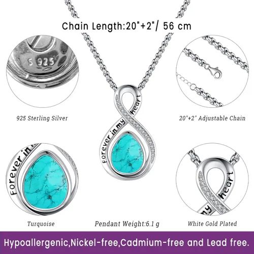 Miniatura 80 de Joyas de turquesa para mujeres y hombres de plata de ley 925 con colgante de urna para cenizas, collar con medallón de imagen, martillo de Thor