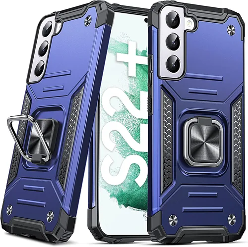 Miniatura 31 de Anqrp Funda para Galaxy S22 Ultra, Funda Protectora de Teléfono de Grado Militar con Soporte Plegable de Anillo de Metal Giratorio