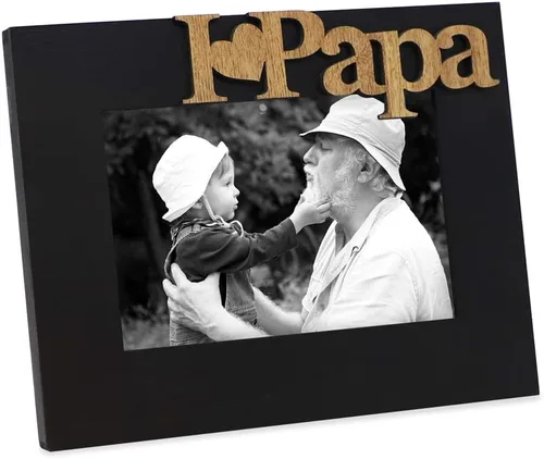 Isaac Jacobs Marco de fotos de madera negra con texto "I Love Papa" / I Heart Papa, 10x15 cm, regalo de fotos para papá, abuelo, familia, para mesa,